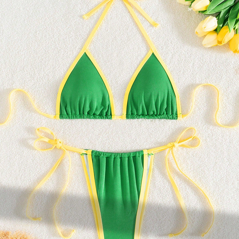 Wholesale Separate Strap Colorblock Swimsuit Brazilian Thong