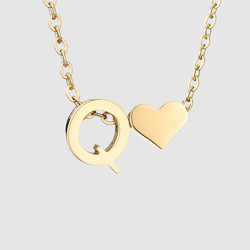 Wholesale Heart Letter Pendant Gold Plated Necklaces