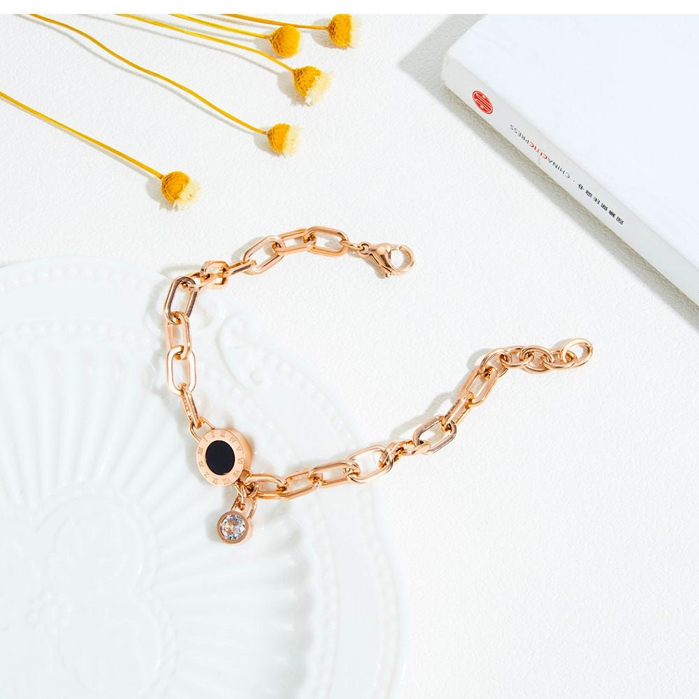 Wholesale Roman Numeral Diamond Titanium Steel Bracelet