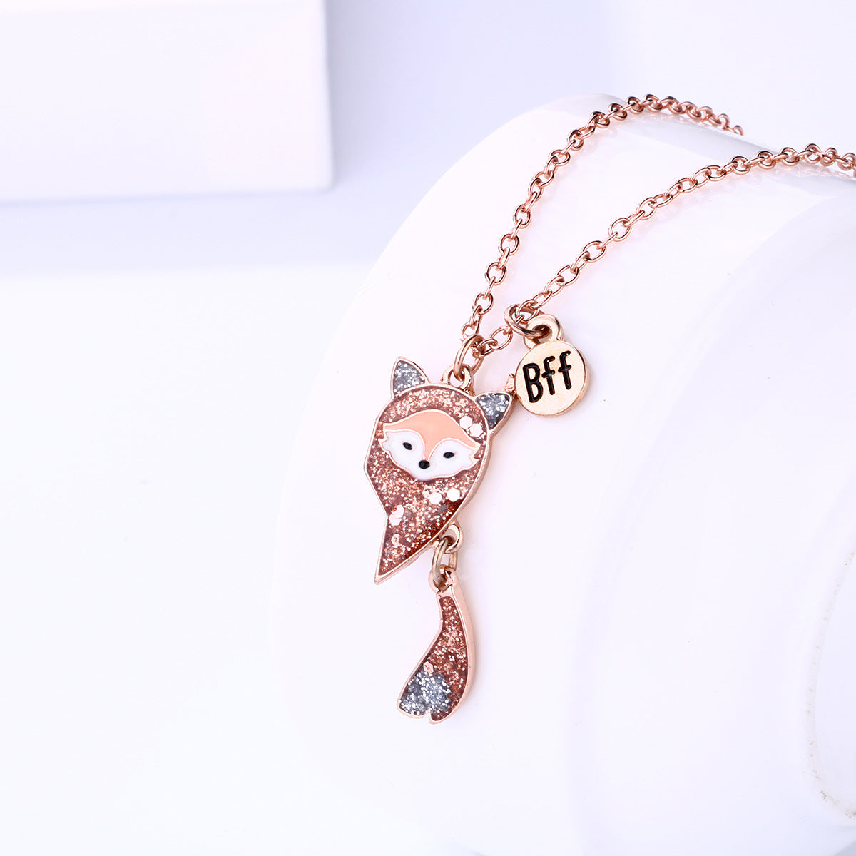 Wholesale Cartoon Children's Magnet Stone Alloy Fox Necklace Set