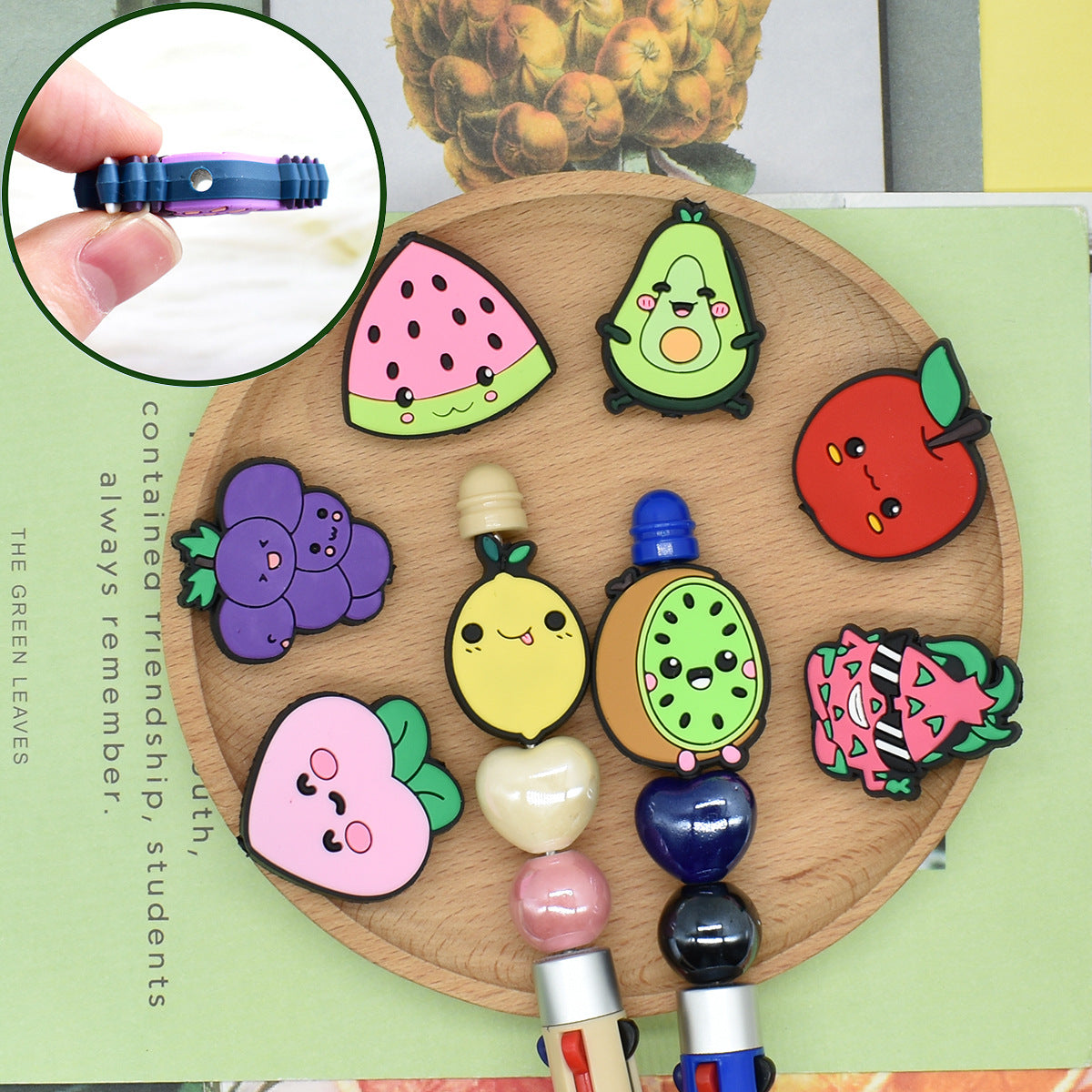 Wholesale Random 100pcs/pack  Cute Cartoon Fruit Series Handmade Beaded Accessories