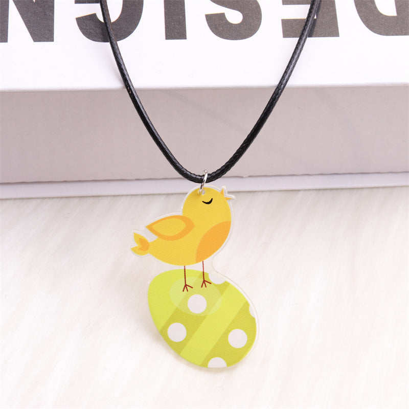 Wholesale Easter White Rabbit Basket Chick Acrylic Necklace