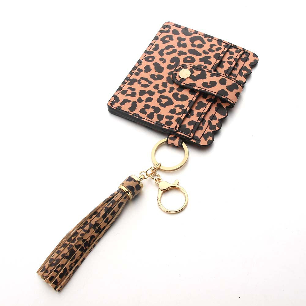 Wholesale Bracelet PU Tassel Leopard Print Keychain