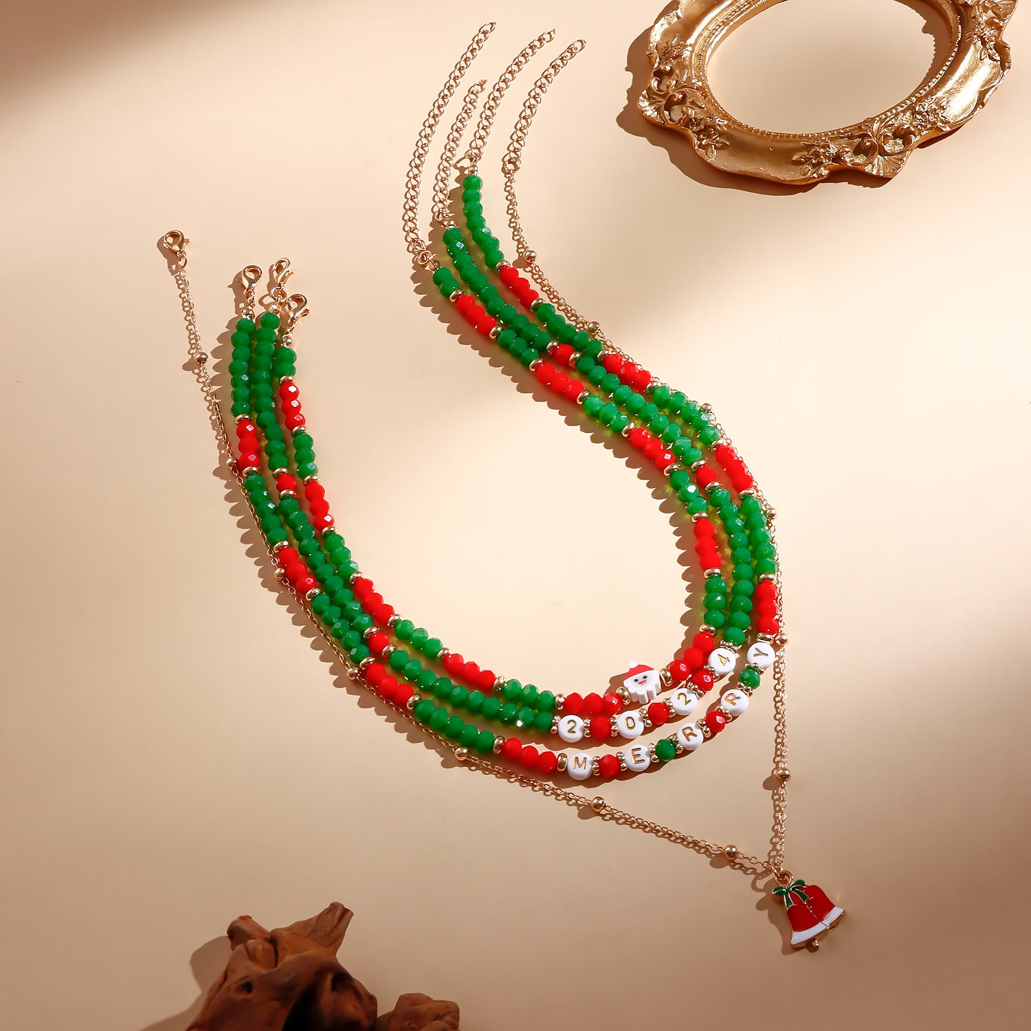 Wholesale Christmas Snowman Elk Imitation Crystal Necklace Set Sweater Chain