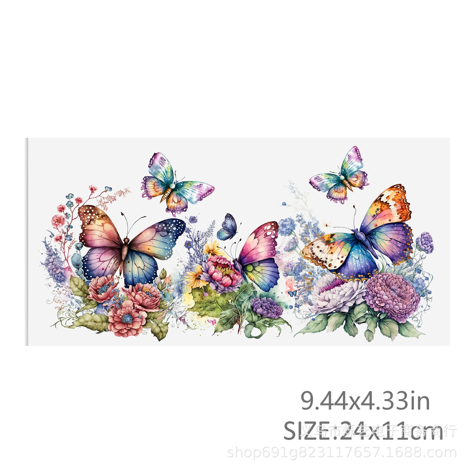 Wholesale 5pcs Butterfly Flower Print UV DTF Transfer Crystal Cup Sticker