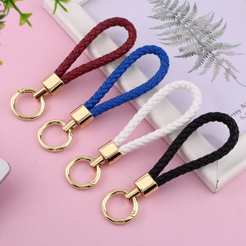 Wholesale PU Leather Woven Lanyard Keychain
