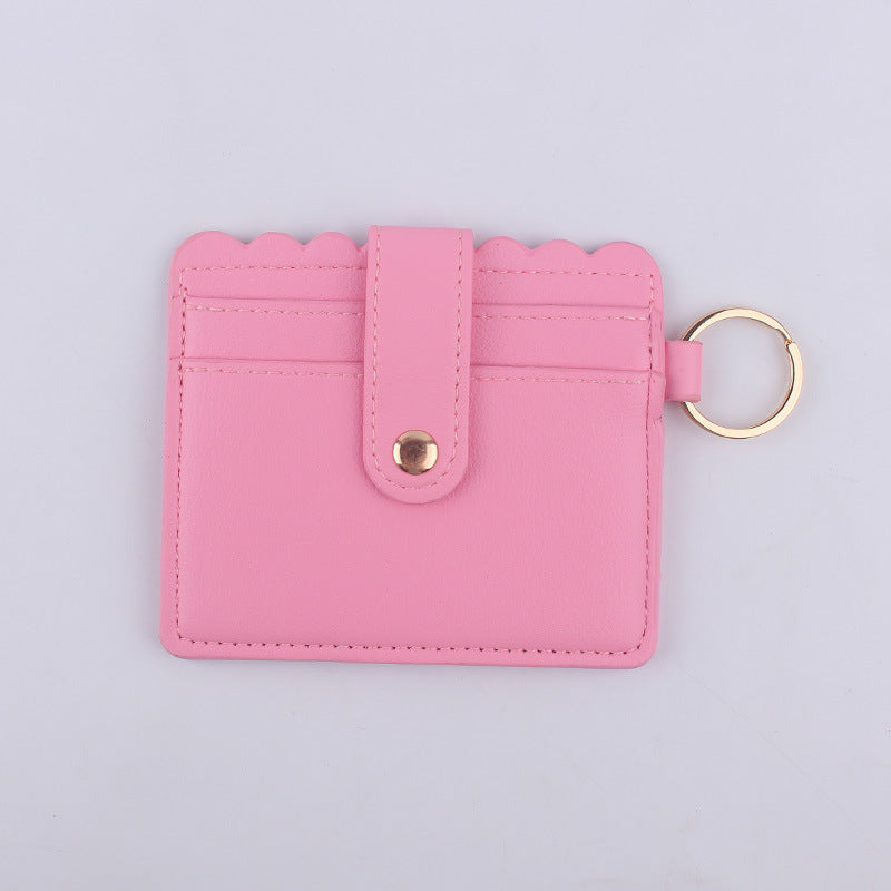 Wholesale Color Solid Color ID Case PU Leather Card Holder Keychain Coin Purse