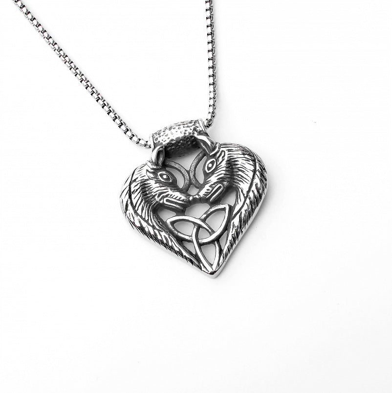 Wholesale bat heart cross with stainless steel necklace
