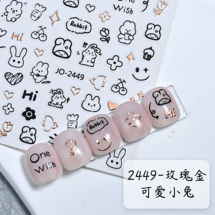 Wholesale New style nail stickers sweet cool kitten online celebrity same style Cute graffiti style kitten curly dog rabbit nail art