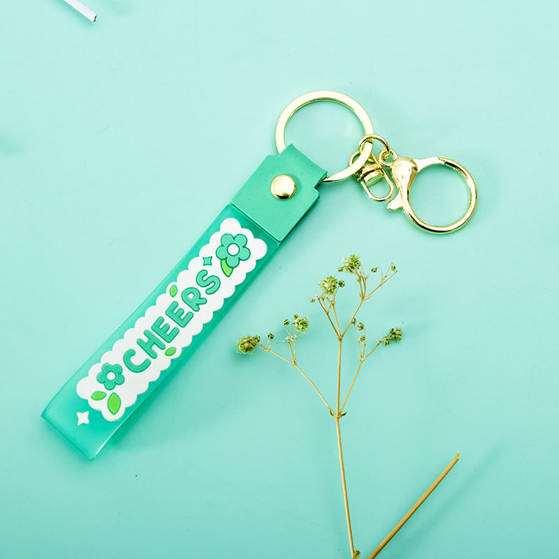 Wholesale Transparent Flower Jelly Color PVC Soft Rubber Lanyard Keychains