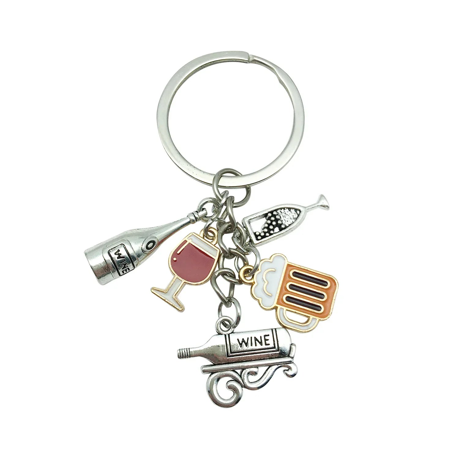 Wholesale Lipstick High Heels Red Wine Glass Alloy Keychain