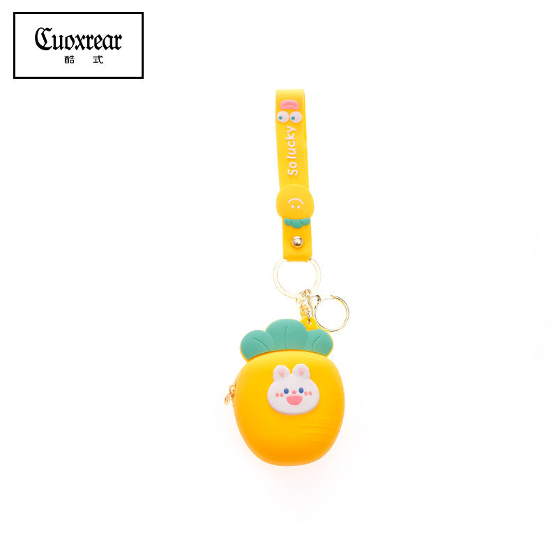 Wholesale Cute Radish Strawberry Mini Coin Purse Silica gel Keychain