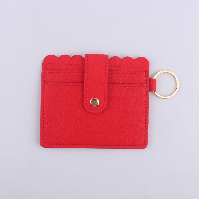 Wholesale Color Solid Color ID Case PU Leather Card Holder Keychain Coin Purse