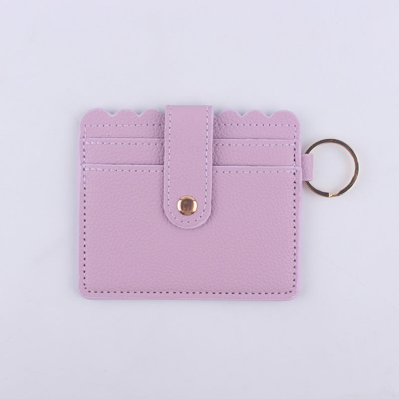 Wholesale Color Solid Color ID Case PU Leather Card Holder Keychain Coin Purse