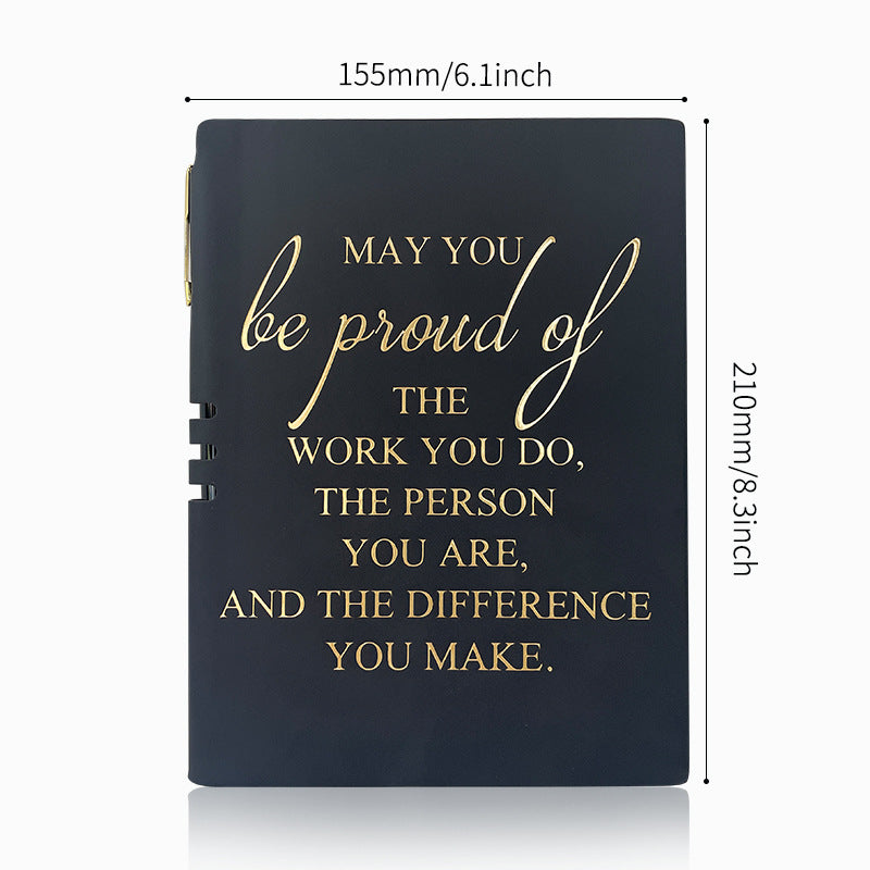 Wholesale ncentive Notebook with Pen Insertable Simple Leather-Covered High-Value Handbook Notepad