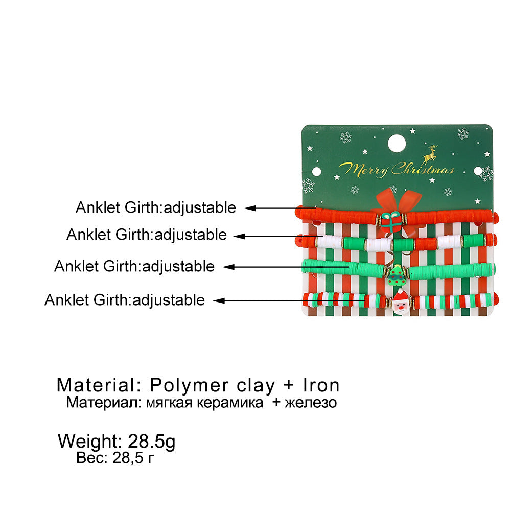 Wholesale Cartoon Oil Dripping Adjustable Christmas Elk Bell Bracelet