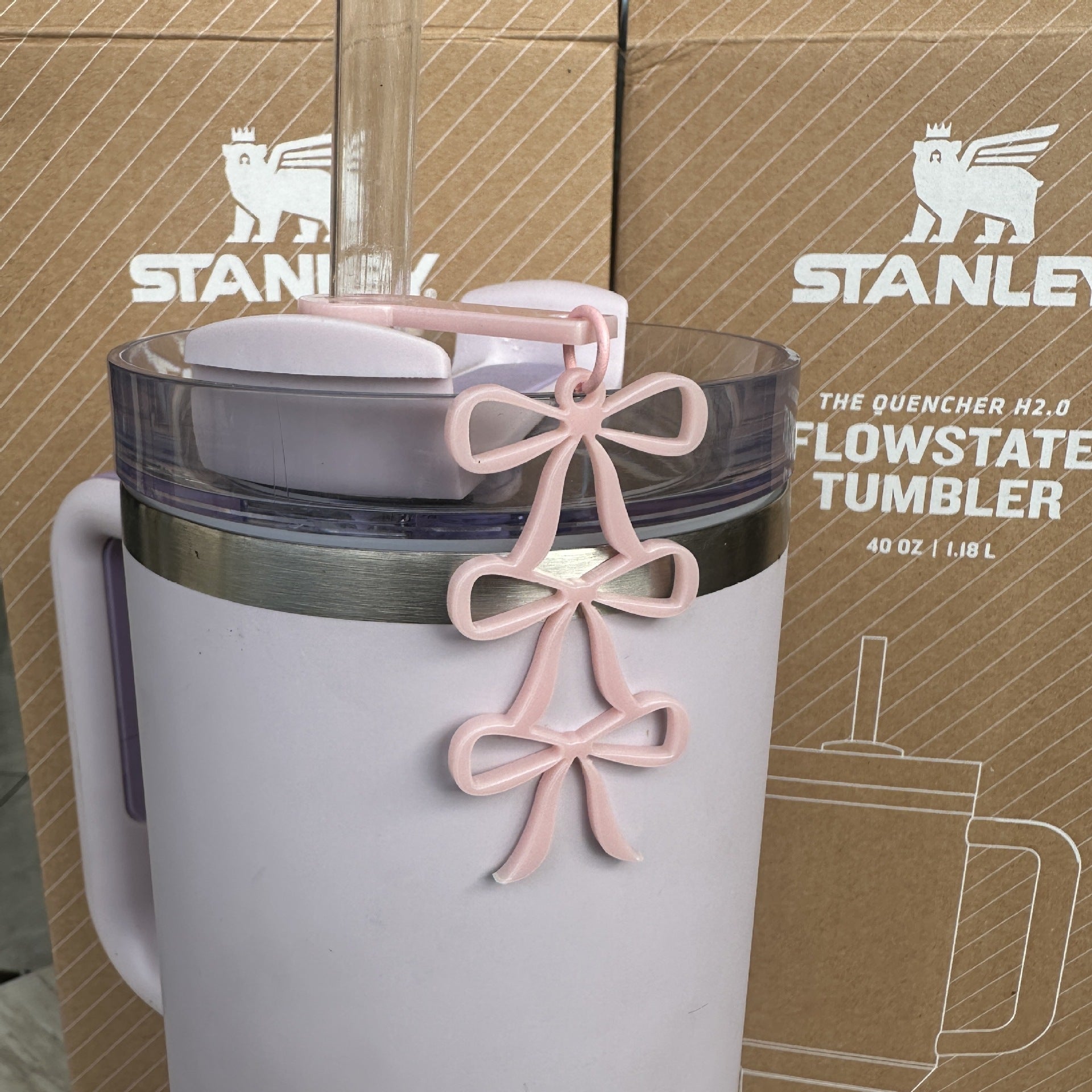 Wholesale 10pcs Cup Straw Cover Three Layer Bow Pendant Cup Accessories