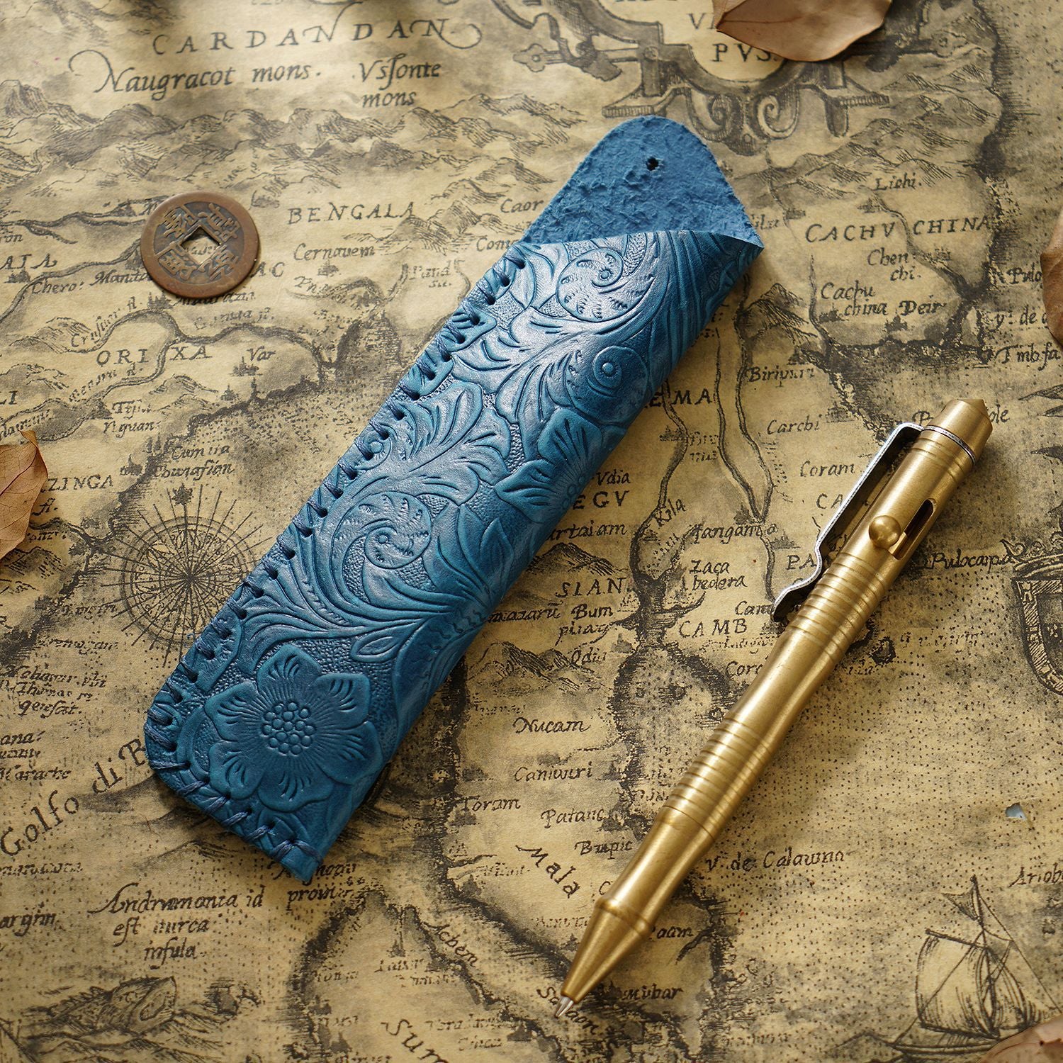 Wholesale Vintage handmade top layer cowhide leather pen case