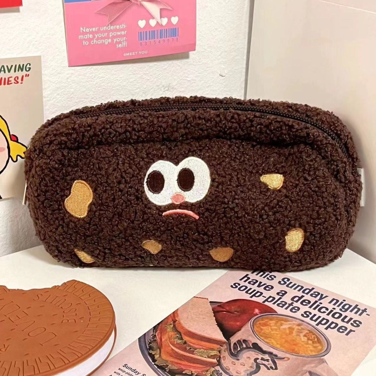 Wholesale Cookies Cute Large Capacity Plush Pen Bag