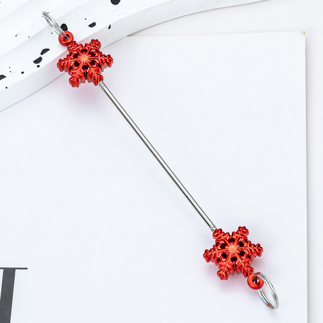 Wholesale DIY Christmas snowflake beaded keychain rod creative beaded keychain
