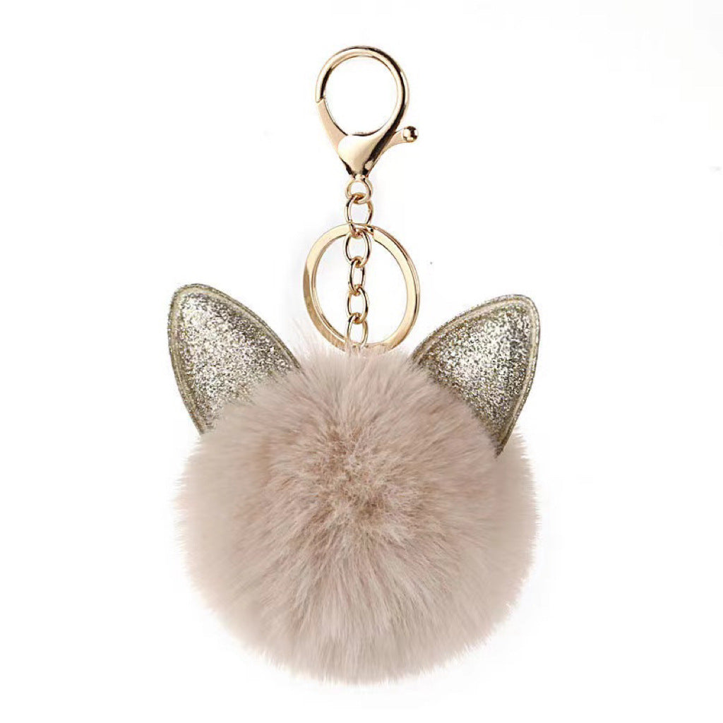 Wholesale Plush rabbit ears ethnic ball keychain
