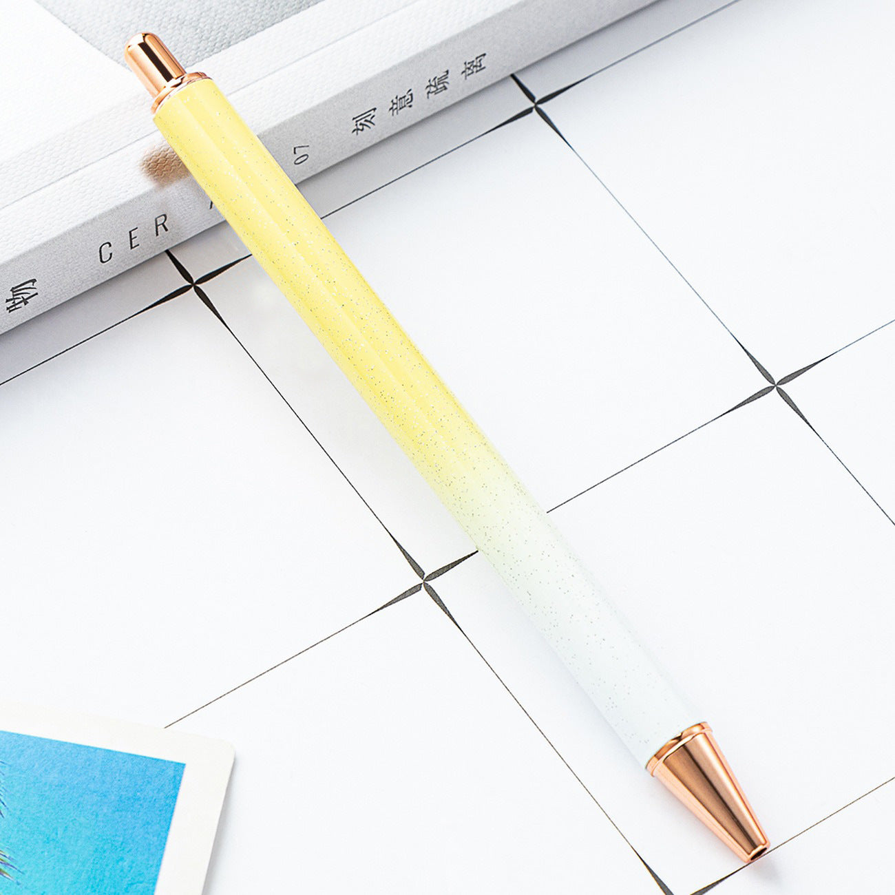 Wholesale Creative Glitter Printable Logo Metal Push Ballpoint Pen