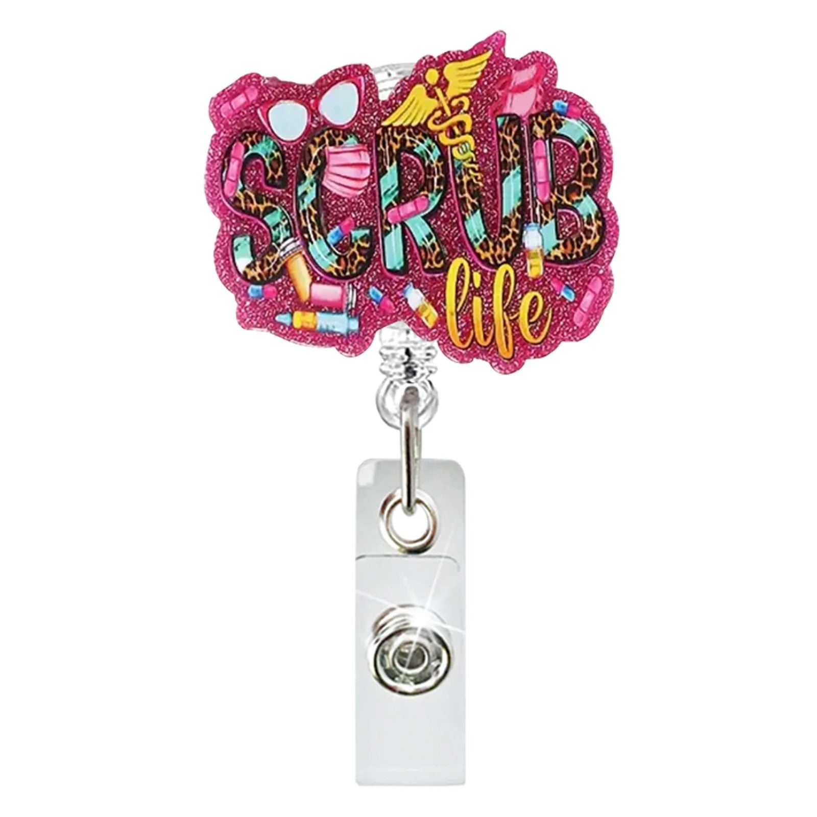 Wholesale  Hospital Staff Acrylic Badge Reel Doctor Nurse Organ Department Telescopic Easy Pull Buckle