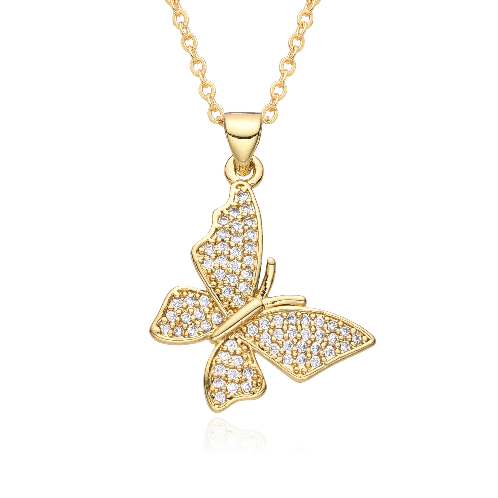 Wholesale Copper Gold Plated Butterfly Necklace Clavicle Chain
