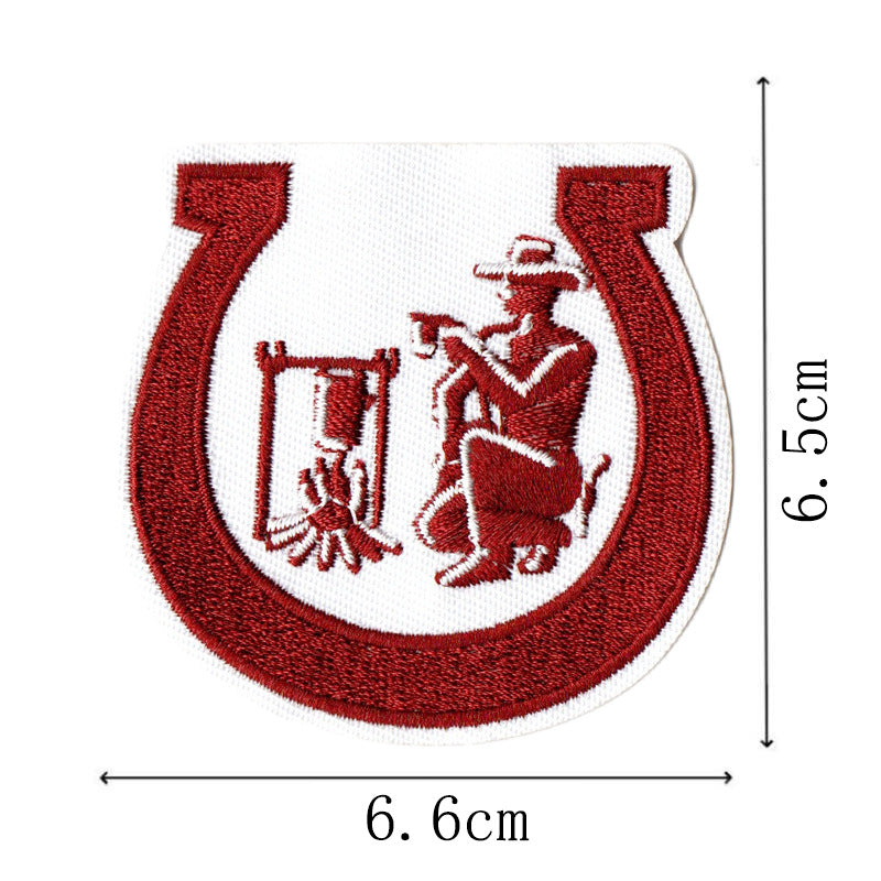 Wholesale Western Cowboy Creative Embroidery Sharpshooter Hat, Reins, Violin Boots Accessories Patch FS