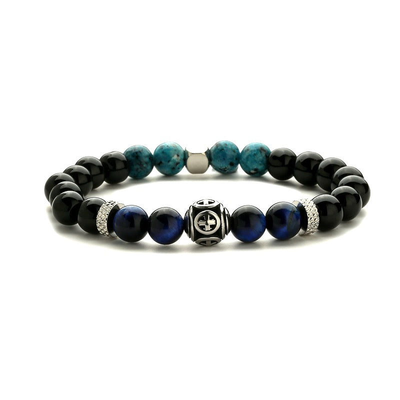 Pulsera cruzada de acero inoxidable de piedra natural al por mayor