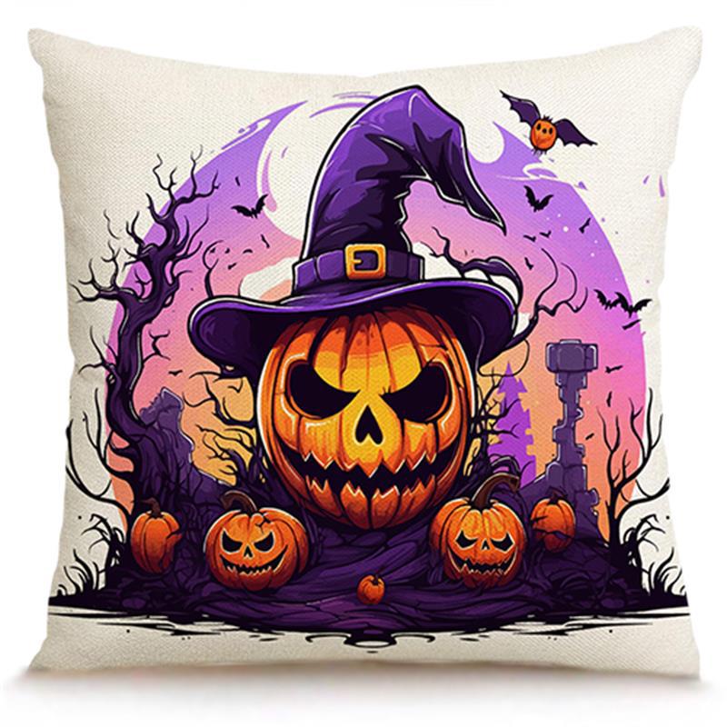Wholesale Skull Pumpkin Linen Halloween Party Living Room Decoration Pillowcase