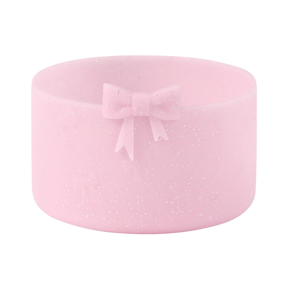 Wholesale new silicone cup cover non-slip cup cover three-dimensional bow 7.5CM ice bully cup universal base