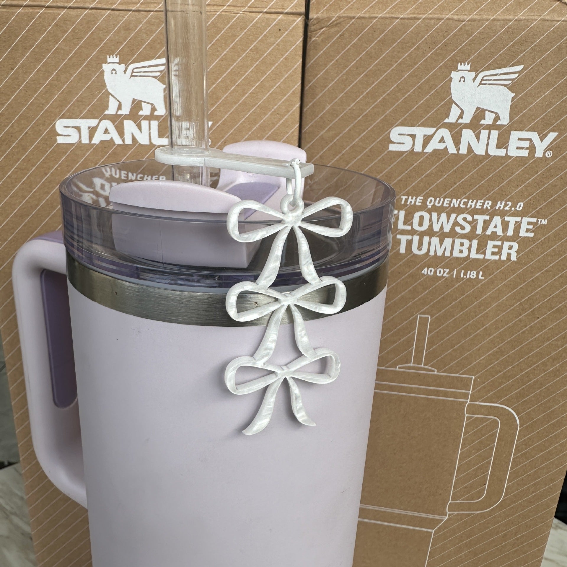 Wholesale 10pcs Cup Straw Cover Three Layer Bow Pendant Cup Accessories