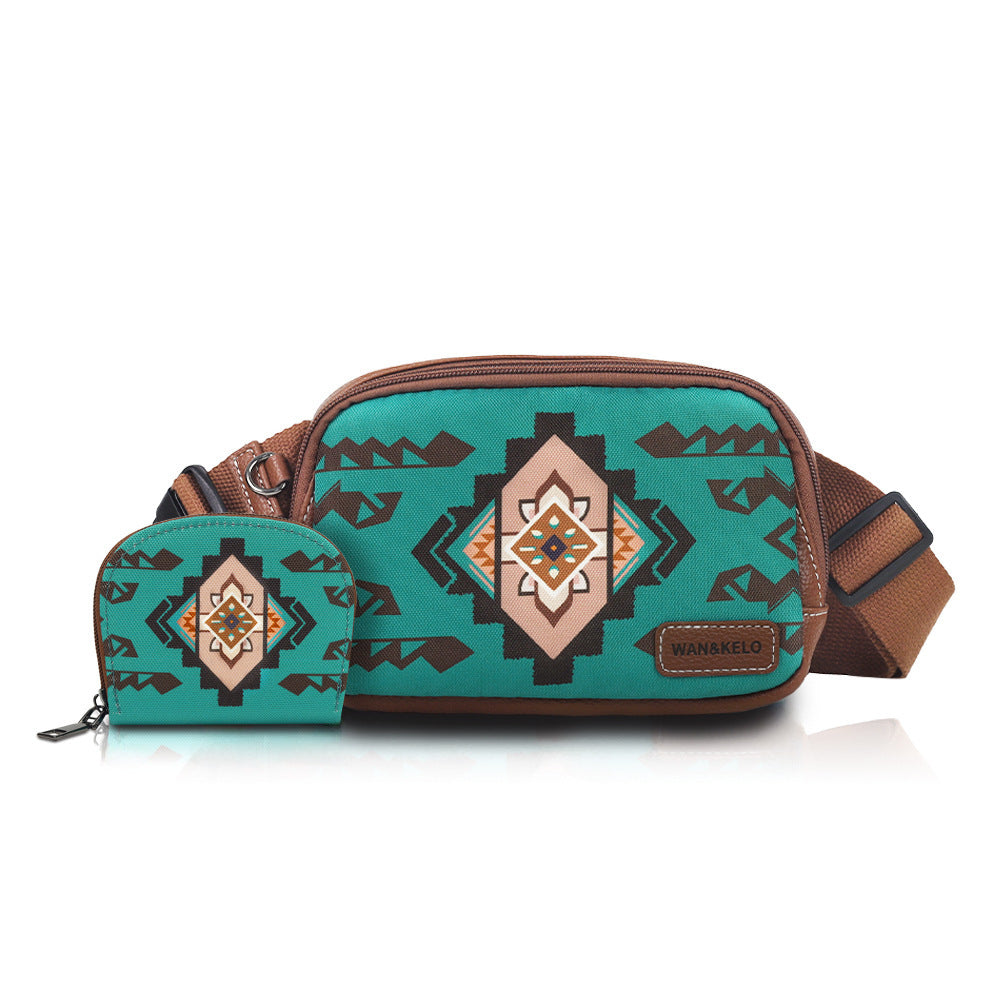 Wholesale Hot selling two-piece set Bohemian ethnic style retro ladies crossbody Bag small card Bag chest Bag waist Bag