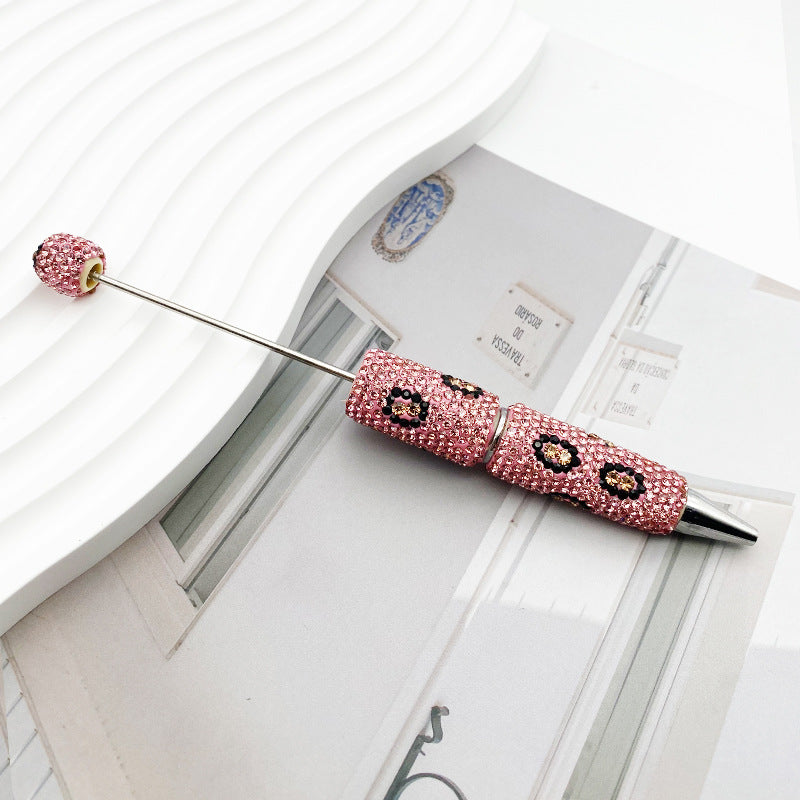Wholesale wholesale beadable pens DIY heavy leopard full diamond bead pen