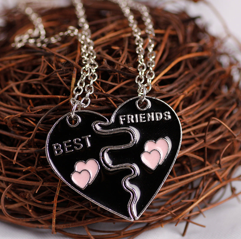 Wholesale Love Stitching BEST FRIENDS Alloy Necklace Clavicle Chain Two-piece Set