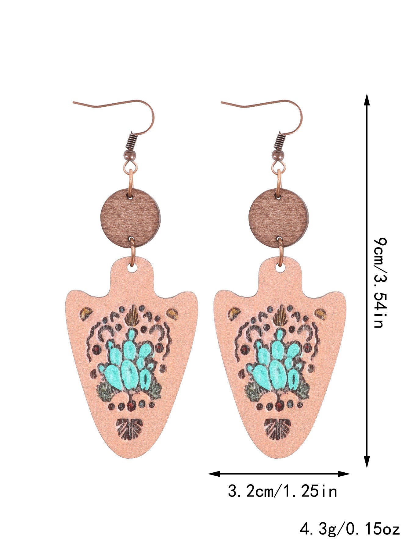 Wholesale Western Style Cactus Bull Head Wooden Earrings