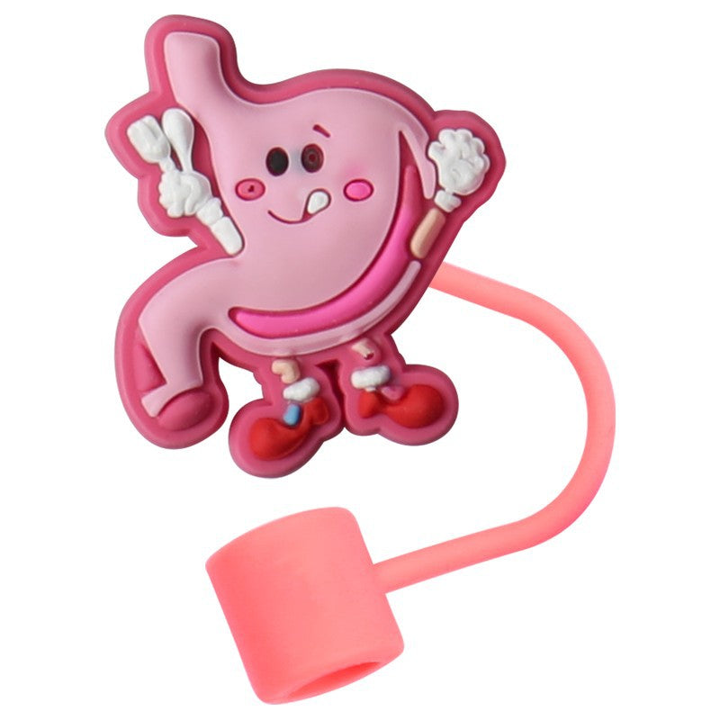 Wholesale 10pcs Medical Cartoon Organ Silicone Straw Cap Cup Accessories