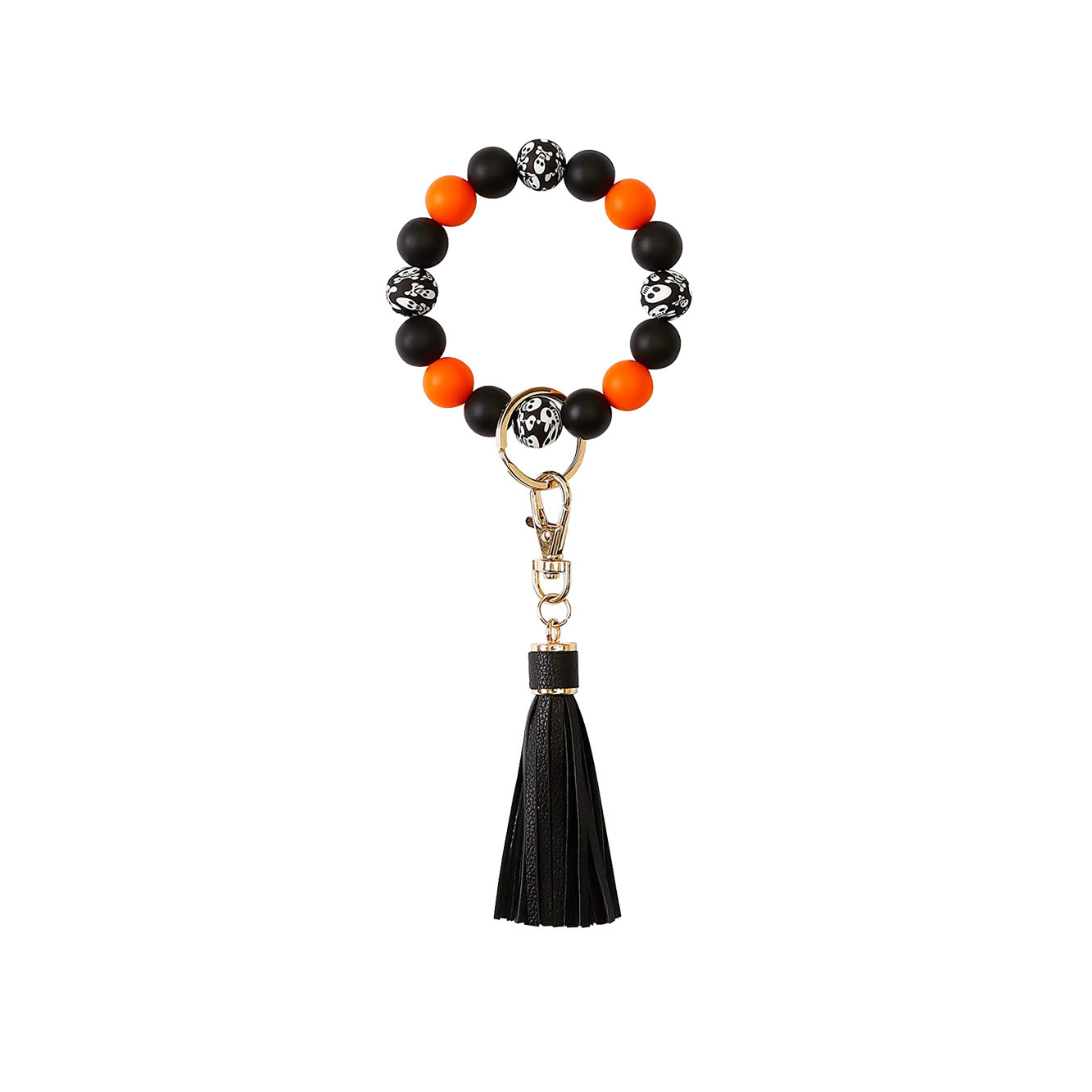 Wholesale Circular Skull Silicone Beads Wrist Keychain