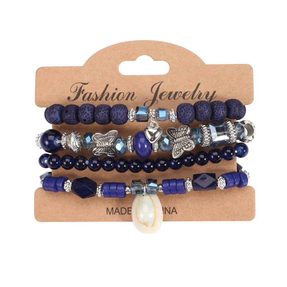 Wholesale Bohemian Butterfly Shell Love Multi-layered Bracelet