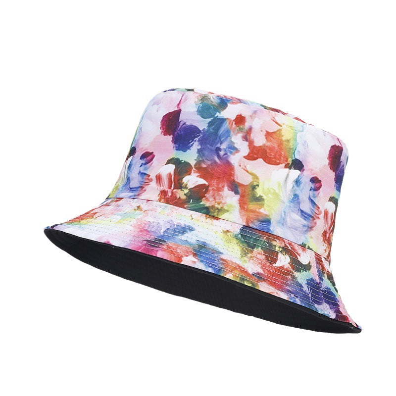 Wholesale  small floral pattern double-sided fisherman hat summer outdoor travel sun protection sun hat tide basin hat