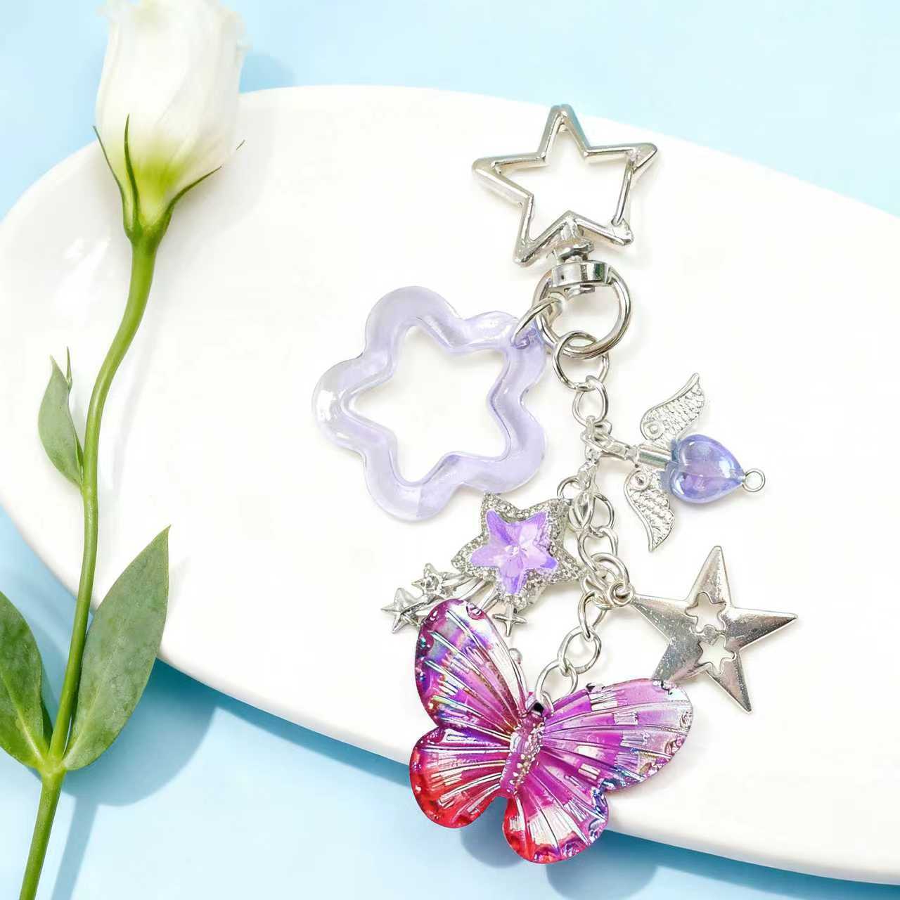 Wholesale Diamond-studded shooting star keychain