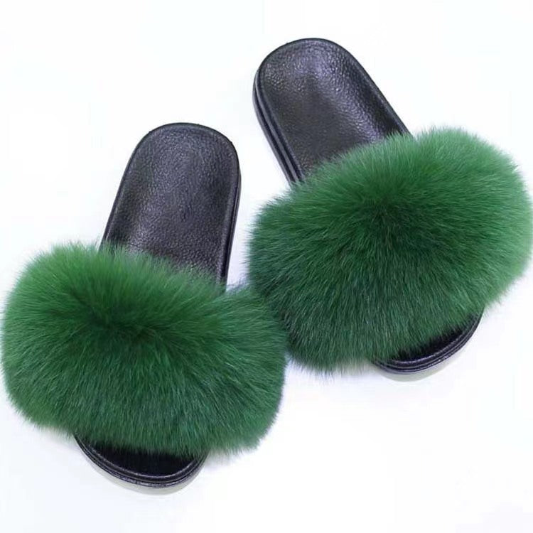 Wholesale fox fur slippers women's outdoor slippers home fur fur slippers