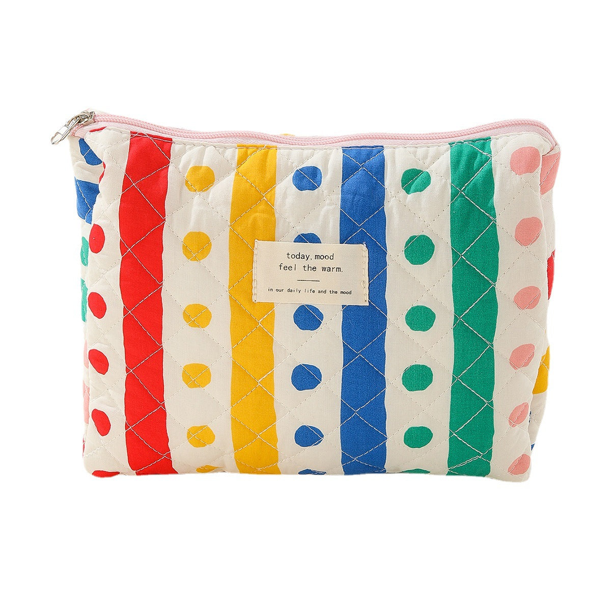 Wholesale Medium Large Capacity Striped Polka Dot Cotton Cute Flower Cosmetic Bag