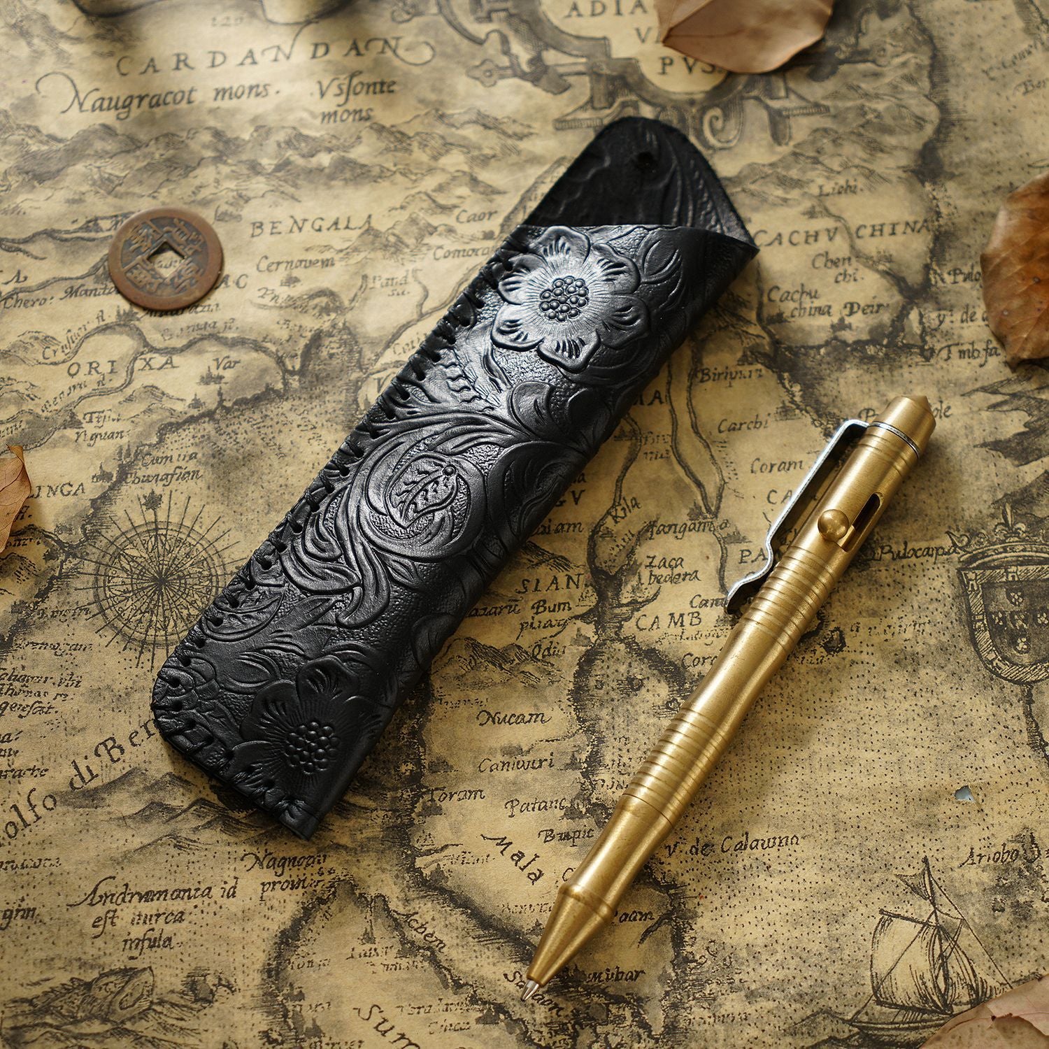 Wholesale Vintage handmade top layer cowhide leather pen case