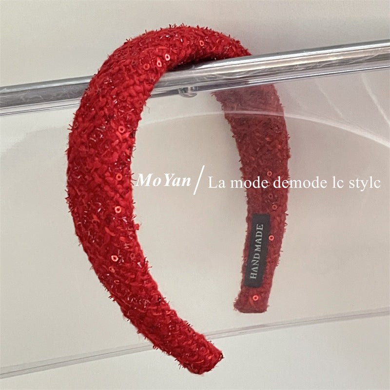 Wholesale New Year's Red Female High Skull Crest High-class Headband
