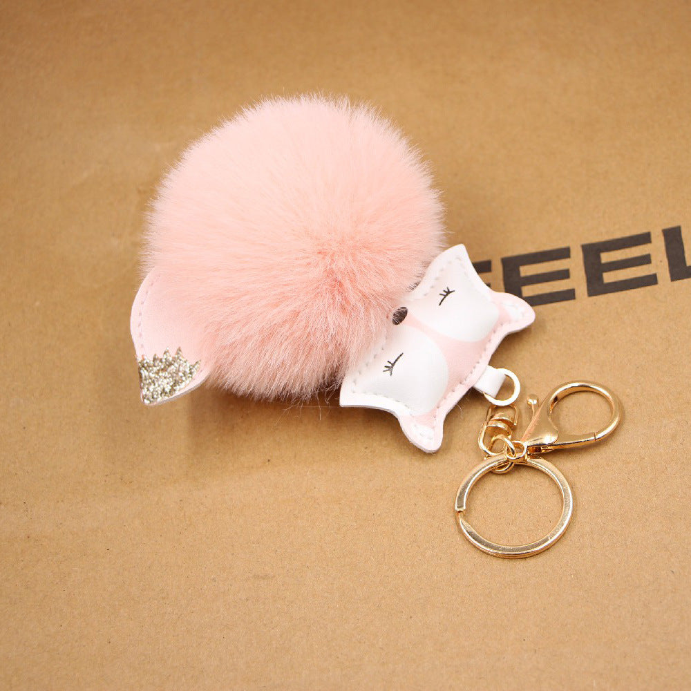 Wholesale Fox Pu Leather Plush Bag Keychain