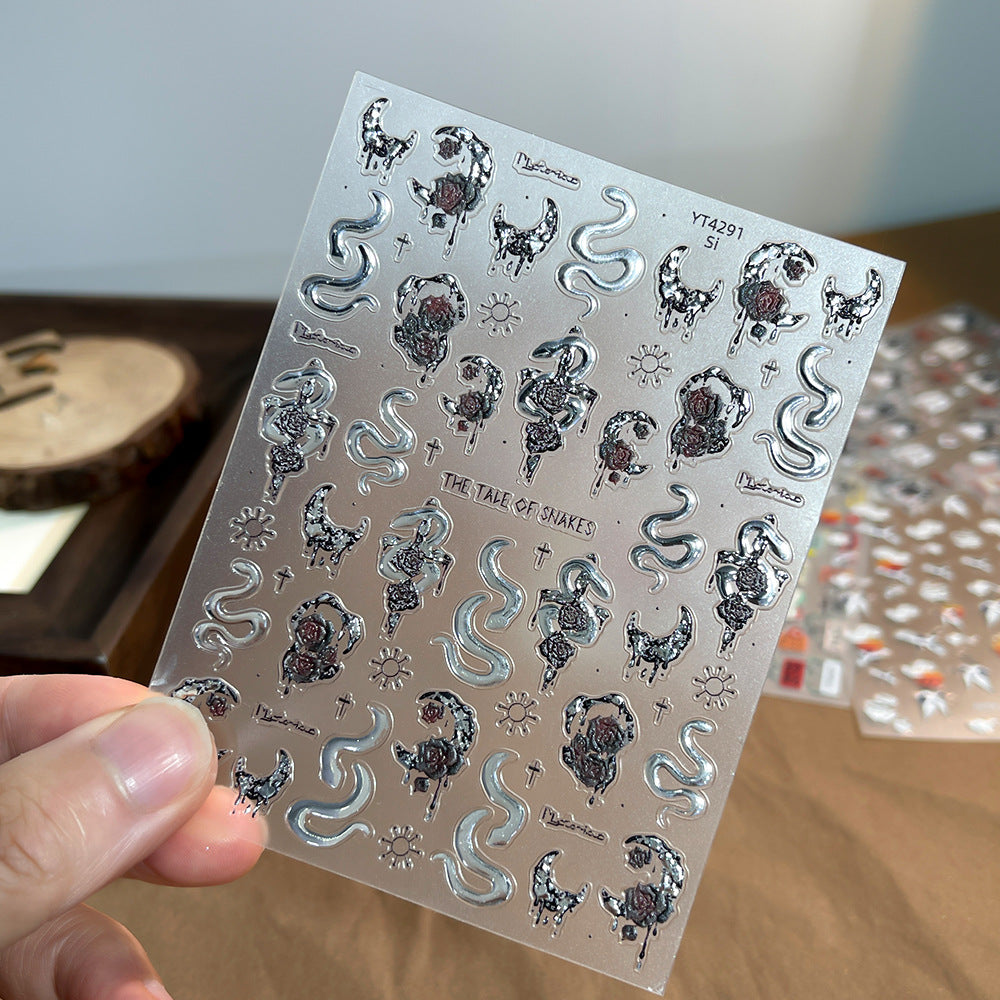 Wholesale Net red snake nail stickers