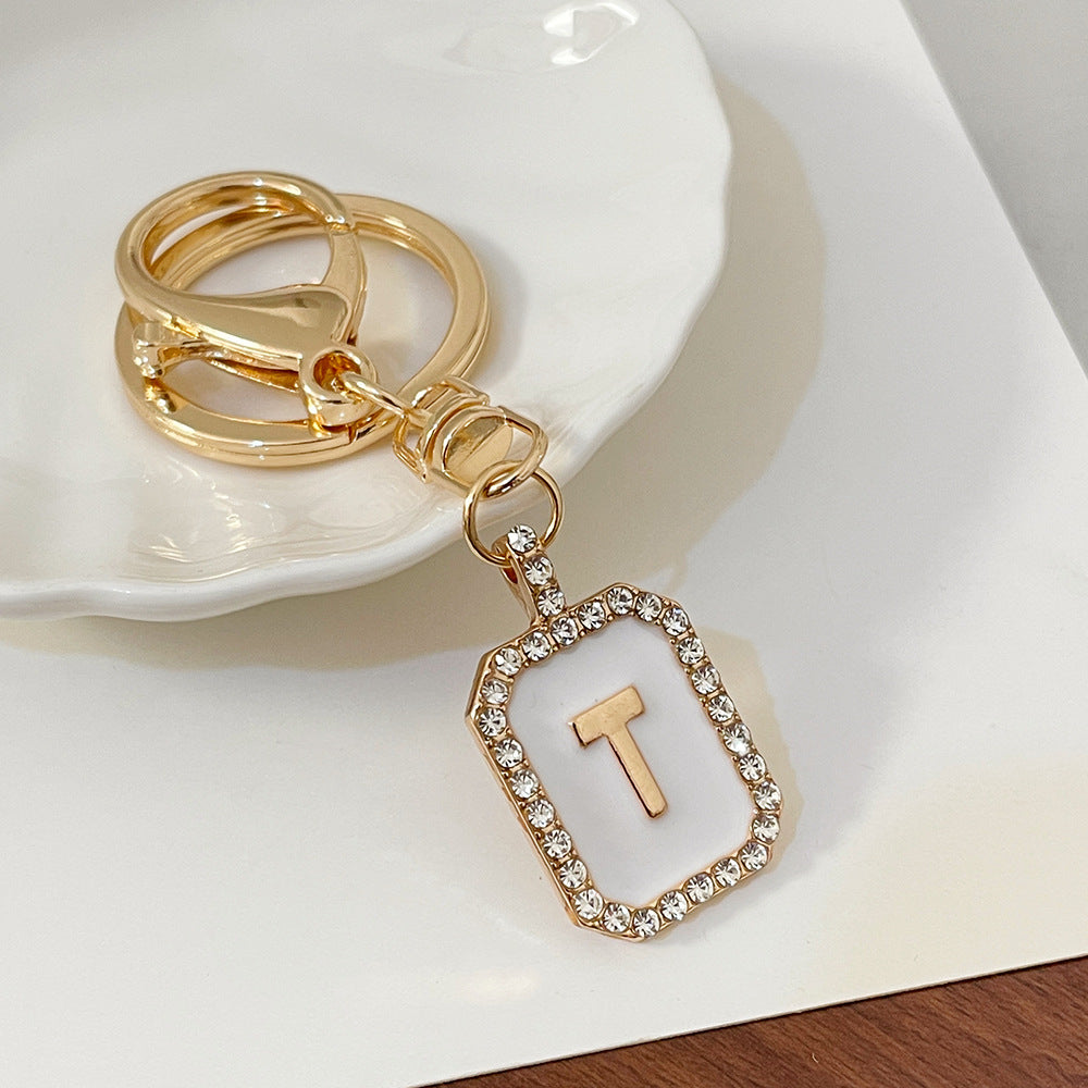 Wholesale 26 Letters Diamond-drip Oil Key Chain