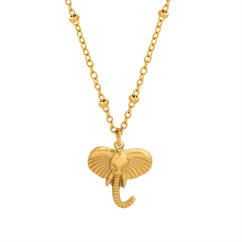 Wholesale Gold Plated 3D Elephant Pendant Titanium Steel Necklaces